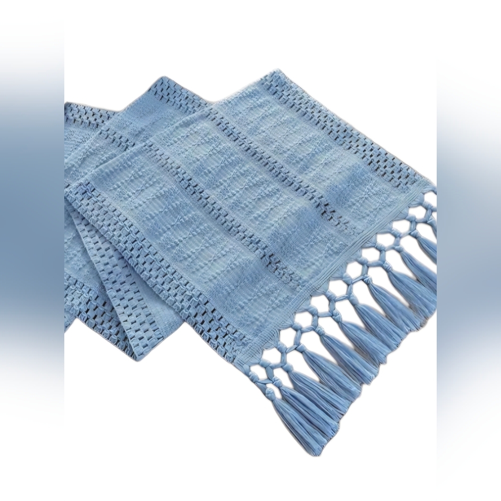 Table Runner For Blue Tassel home decor, Macrame Color Blue
